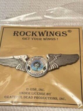 NEW Grateful Dead Rockwings Berta Skull & Roses Pilot Wings Lapel or Hat Pin